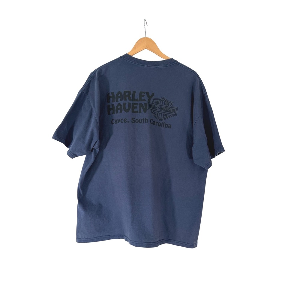 Harley Davidson T-Shirt Mens XXL Blue Tribal Graphic Harley Haven South Carolina - Picture 3 of 8